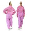 Pink Hazmat Suits, Small. Pack of 5 Lightweight Unisex SPP Disposable Coveralls with Hood, Front Zip