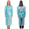 Blue Polyethylene Isolation Gowns 45 Long. Pack of 25 Medical Disposable Gowns with Sleeves. Protective Gown Disposable 1 Mil Large Unisex Disposable