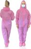 Pink Lab Coveralls Disposable, Small. Pack of 5 Disposable Coveralls with Hood, Boot, Elastic Wrists