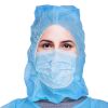 Blue Disposable Hood Caps One Size. Pack of 100 Disposable Bouffant Hoods. 18 GSM Polypropylene Disposable Hoods with Elastic Band. Well-Ventilated Pr