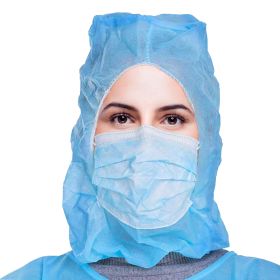 Blue Disposable Hood Caps One Size. Pack of 100 Disposable Bouffant Hoods. 18 GSM Polypropylene Disposable Hoods with Elastic Band. Well-Ventilated Pr