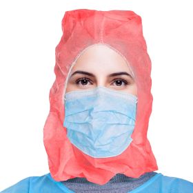 Red Disposable Hood Caps One Size. Pack of 100 Disposable Bouffant Hoods. 18 GSM Polypropylene Disposable Hoods with Elastic Band. Well-Ventilated Pro