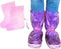Pack of 200 Pink Polyethylene Disposable Boot Covers with Ties. One Size Shoe Coverings PE. Heavy Duty Shoe Covers 5.5 Mil Thickness for Industrial Us