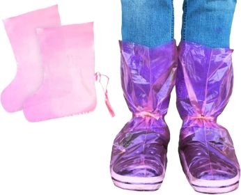 Pack of 200 Pink Polyethylene Disposable Boot Covers with Ties. One Size Shoe Coverings PE. Heavy Duty Shoe Covers 5.5 Mil Thickness for Industrial Us