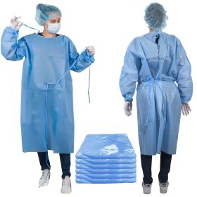 Blue Disposable Isolation Gown, X-Large. Pack of 30 Polyethylene Surgical Disposable Gowns with Long Sleeves