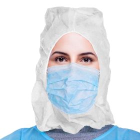 White Disposable Hood Caps One Size. Pack of 1000 Disposable Bouffant Hoods. 18 GSM Polypropylene Disposable Hoods with Elastic Band. Well-Ventilated