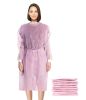 Disposable Isolation Gown X-Large, Pack of 50 Pink Disposable Gowns with Sleeves, Knitted Cuffs, Back Ties