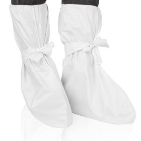 Disposable Shoe Covers for Indoors Non Slip 19 x 15 Inches. Pack of 10 White Disposable Booties for Shoes Covers SF Laminated Microporous. Disposable