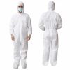 White Disposable Coveralls, X-Large. Pack of 5 Unisex Tear Resistant SMS Lab Coveralls Disposable with Hood, Boots
