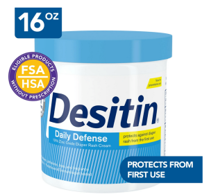 Desitin Daily Defense Baby Diaper Rash Cream, Butt Paste with 13% Zinc Oxide, 16 oz