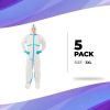White Disposable Coveralls with Hood, 3XL. Pack of 5 Micropourus Disposable Hazmat Suit. 50 GSM Painters Coveralls with Zipper, Elastic Wrists