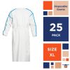Hospital Disposable Gowns with Sleeves X-Large Size, Microporous PPE Medical Isolation Gowns Disposable 25 Pack