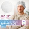 Surgical Bouffant Caps Disposable 21 Inch. 100 Pack White Polypropylene Disposable Hair Covers Medical. Breathable Disposable Caps Medical with Elasti
