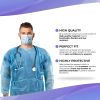 Disposable Isolation Gown X-Large. Pack of 5 Blue Disposable Gowns with Sleeves, Elastic Wrists