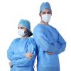 Blue Disposable Isolation Gown, X-Large. Pack of 30 Polyethylene Surgical Disposable Gowns with Long Sleeves