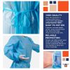Blue Disposable Isolation Gown 45 inches Long. Pack of 30 PPE Gowns Disposable. 2X-Large Personal Protective Gown Disposable. Unisex Plastic Medical G