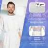 Disposable Isolation Gown XX-Large. Pack of 10 White PPE Gowns Disposable. Microporous 50 GSM Disposable Gowns Medical. Protective Gown Disposable wit