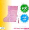 Pack of 200 Pink Polyethylene Disposable Boot Covers with Ties. One Size Shoe Coverings PE. Heavy Duty Shoe Covers 5.5 Mil Thickness for Industrial Us