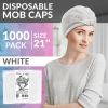 Pack of 1000 Disposable Mob Cap 21 Inches. Polypropylene White Bouffant Caps Medical. Bouffant Hair Nets Food. White Unisex Hair Covers for Nurses