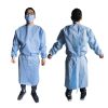 Blue Disposable Isolation Gown, X-Large. Pack of 30 Polyethylene Surgical Disposable Gowns with Long Sleeves