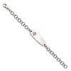 Chisel Stainless Steel Polished with Red Enamel Medical ID 7.25 inch Open Link Bracelet