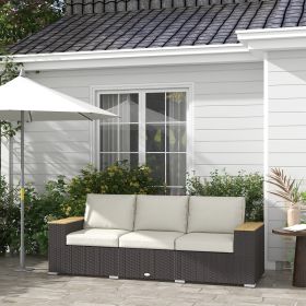 3-Seat Outdoor Patio Sofa with Cushions (Option: Beige-745x270x645 mm)