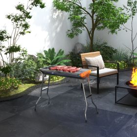 Charcoal Barbecue Grill Stainless Small Portable Folding BBQ Camping Grill for Shish Kabob (Option: Silver-790x415x230 mm)