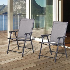 Set of 2 Outdoor Folding Chairs (Option: gray-900x270x600 mm)