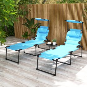 2 Pcs Outdoor Lounge Chair (Option: Light Blue-850x300x710 mm)