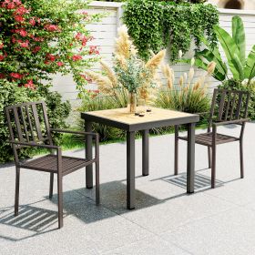 Patio Dining Chairs with Slatted Design (Option: Brown-940x180x520 mm)