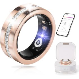 2025 New Smart Ring For Women, Health & Fitness Tracker With Heart Rate, Blood Oxygen, Sleep Monitoring, Elegant Rose Gold Design With Crystal Ac (Option: Seven)