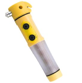 Red&Yellow Multi-functional Car Safety Hammer With Flashlight (Color: YELLOW)