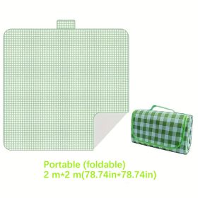 Waterproof Picnic Blanket - 2m X 2m, Thickened With Aluminum Mold Moisture-proof, Portable Outdoor Camping Mat, Handbag Style Design, Suitable For Pic (Color: Green)