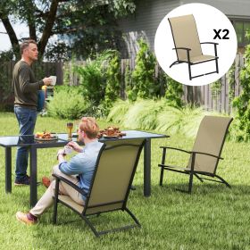 Set of 2 Outdoor Dining Chairs with High Back (Option: Beige-1080x645x290 mm)