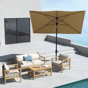 6.5' x 10' Rectangular Market Umbrella (Option: Coffee-1820x140x140 mm)