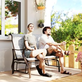 2-Person Outdoor Glider Bench，Patio Glider Loveseat Chair with Powder Coated Frame，2 Seats Porch Rocking Glider for Backyard (Option: Grey-1170x715x185 mm)