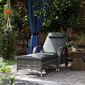 Outdoor Chaise Lounge (Option: Mixed Gray, Gray-1190x580x260 mm)