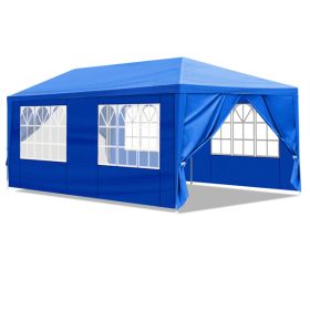 10'x20' Outdoor Party Tent With 6 Removable Sidewalls, Waterproof Canopy Patio Wedding Gazebo, Blue (Color: Blue)