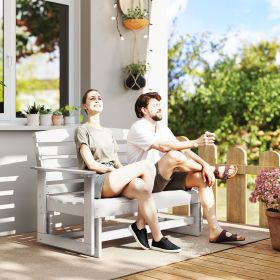 Patio Glider Bench w/ HDPE Slatted Double Rocking Chair (Option: White-1200x280x715 mm)