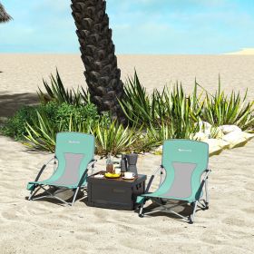Set of 2 Folding Beach Chairs with Back (Option: Turquoise-780x320x160 mm)