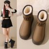 Winter new high-top fashion women's cotton boots leather waterproof and fleece warm leisure snow boots
